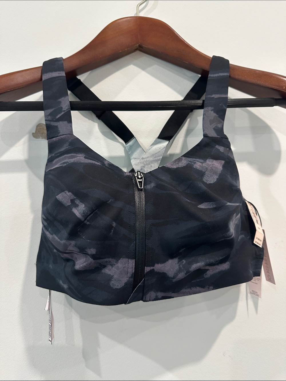 Victoria's Secret Black & Charcoal Front-Zip Sports Bra